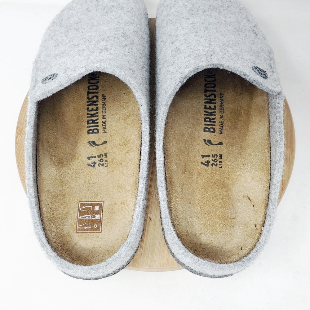 Birkenstock Zermatt Clogs 41 Womens 10 Grey Wool Slip On Mule Comfort Shoes - Picture 8 of 13